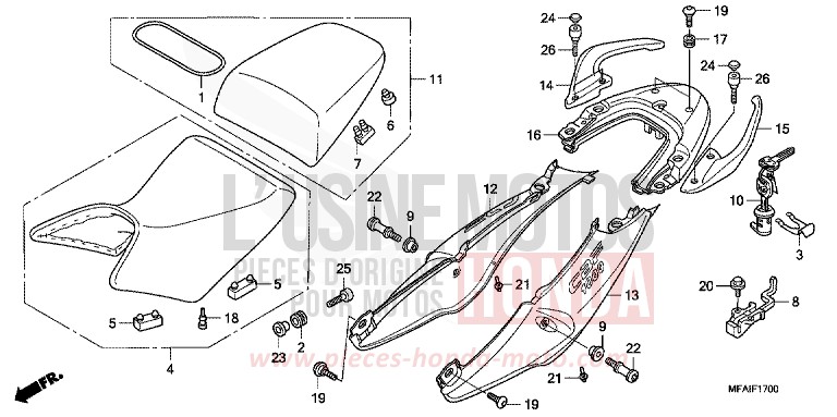 SEAT/SEAT COWL for CBF1000 ABS PEARL COOL WHITE (NHA16) from 2009